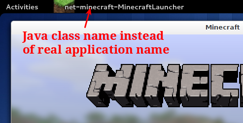 Java class name instead of real application name