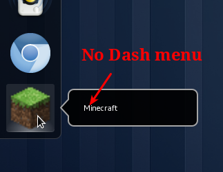 No Dash menu